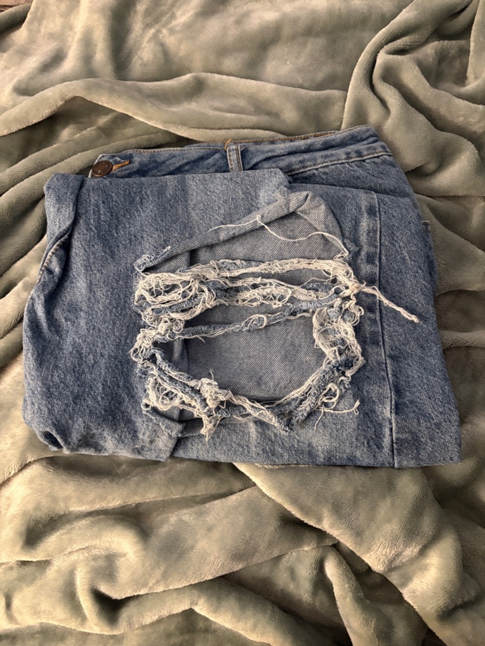 Rue21 Women's Distressed Flare Jeans in Light Blue